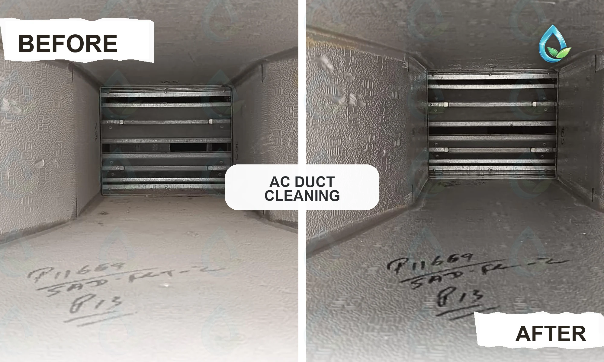 Before and after AC duct cleaning proof — real Pro Aqua Dubai job