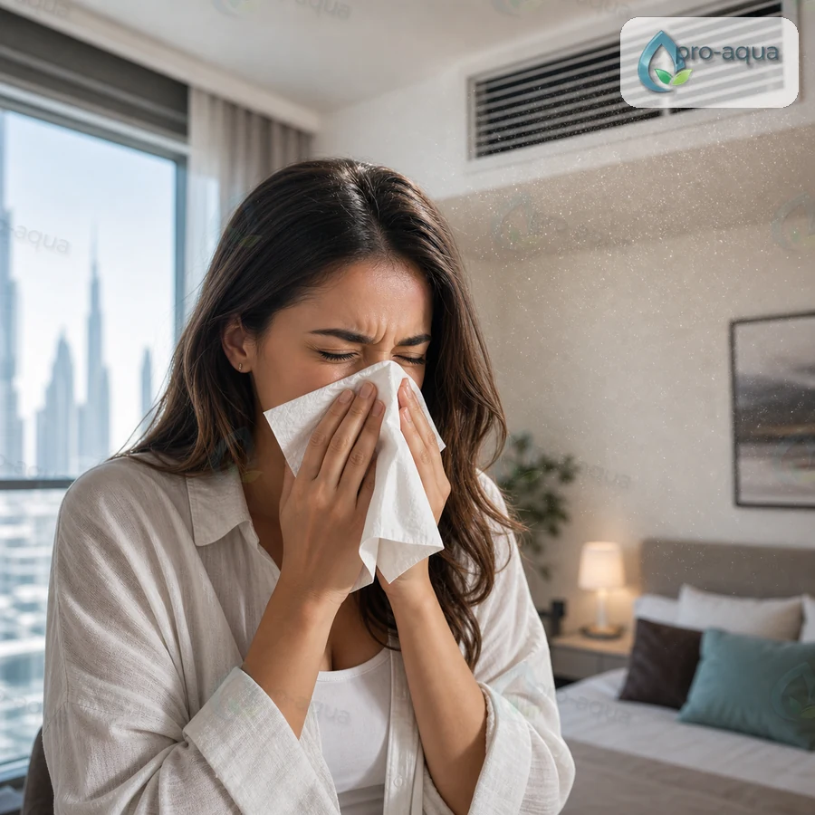 Allergy trigger warning sign in a Dubai family home