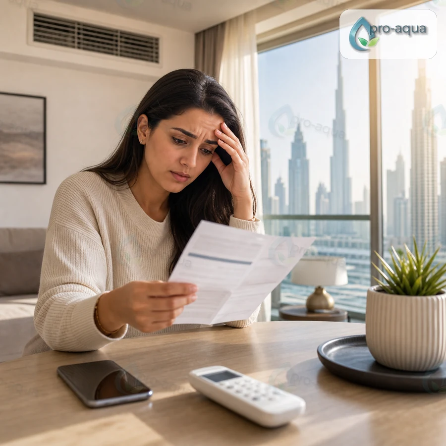 AC inspection warning sign linked to high DEWA bills